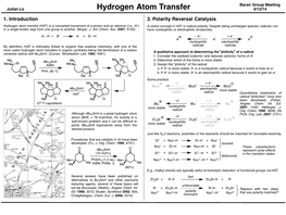 Hydrogen Atom Transfer 4/12/14