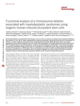 Functional Analysis of a Chromosomal Deletion Associated with Myelodysplastic Syndromes Using Isogenic Human Induced Pluripotent Stem Cells