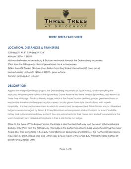 Three Trees Fact Sheet Location, Distances