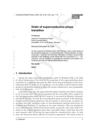 Order of Superconductive Phase Transition