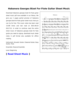 Habanera Georges Bizet for Flute Guitar Sheet Music