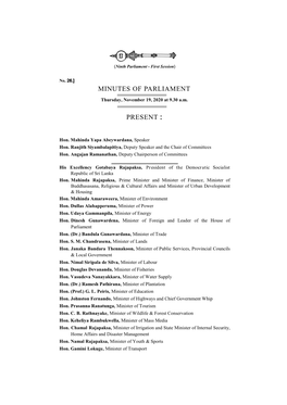 Minutes of Parliament for 19.11.2020