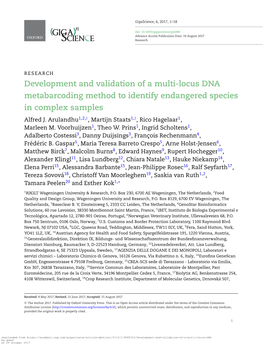Development and Validation of a Multi-Locus DNA Metabarcoding Method to Identify Endangered Species in Complex Samples Alfred J
