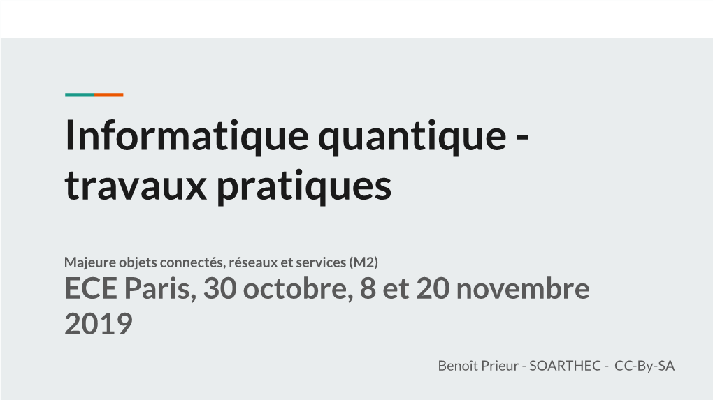 Informatique Quantique - Travaux Pratiques