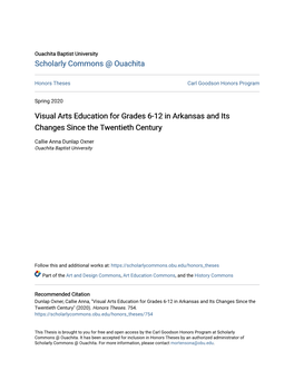 Visual Arts Education for Grades 6-12 in Arkansas and Its Changes Since the Twentieth Century