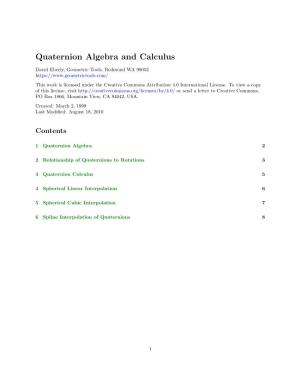 Quaternion Algebra and Calculus