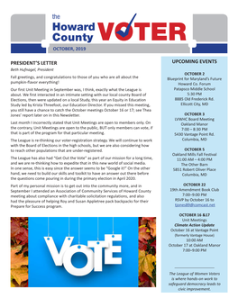 Howard County VOTER OCTOBER, 2019