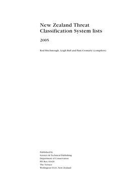 New Zealand Threat Classification System Lists