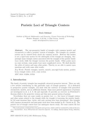 Poristic Loci of Triangle Centers