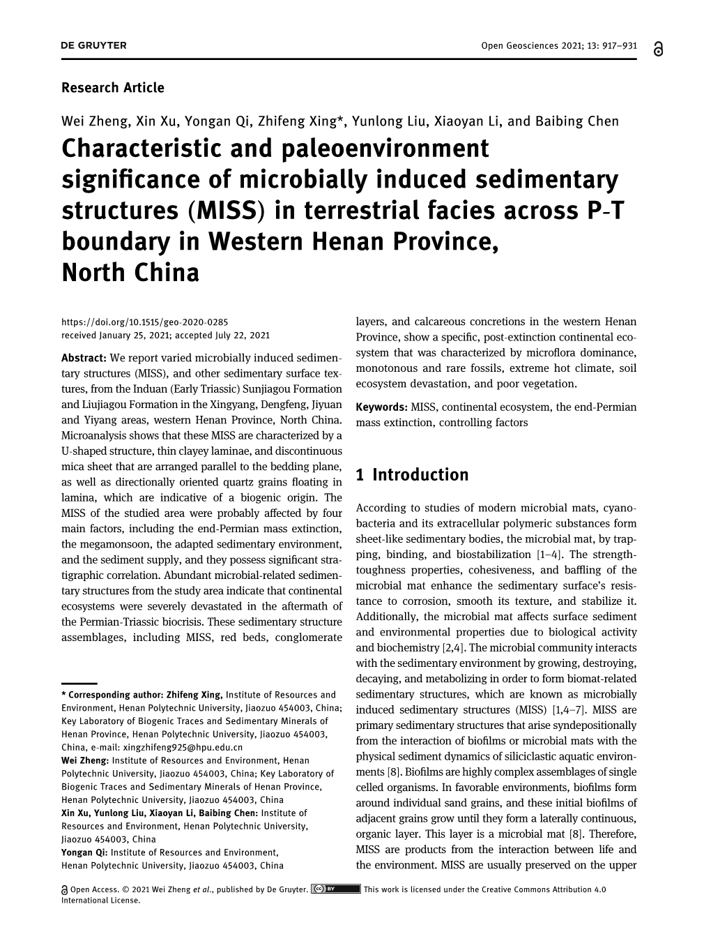 Characteristic and Paleoenvironment Significance of Microbially Induced