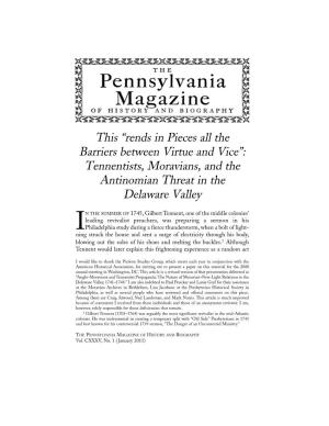 This “Rends in Pieces All the Barriers Between Virtue and Vice”: Tennentists, Moravians, and the Antinomian Threat in the Delaware Valley