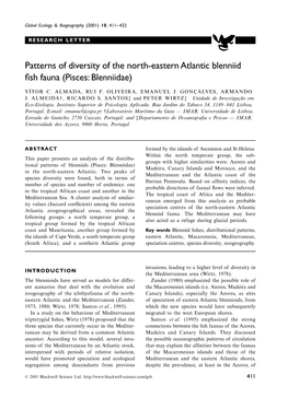 Patterns of Diversity of the North-Eastern Atlantic Blenniid Fish