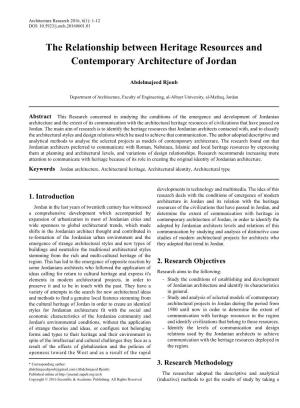 Jordan Architecture, Architectural Heritage, Architectural Identity, Architectural Type