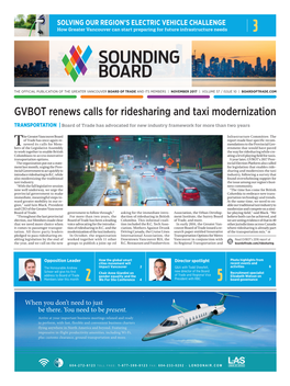GVBOT Renews Calls for Ridesharing and Taxi Modernization Transportation | Board of Trade Has Advocated for New Industry Framework for More Than Two Years