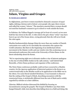 Islam, Virgins and Grapes