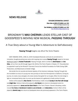 Broadway's Max Chernin Leads Stellar Cast of Goodspeed's Moving New Musical Passing Through