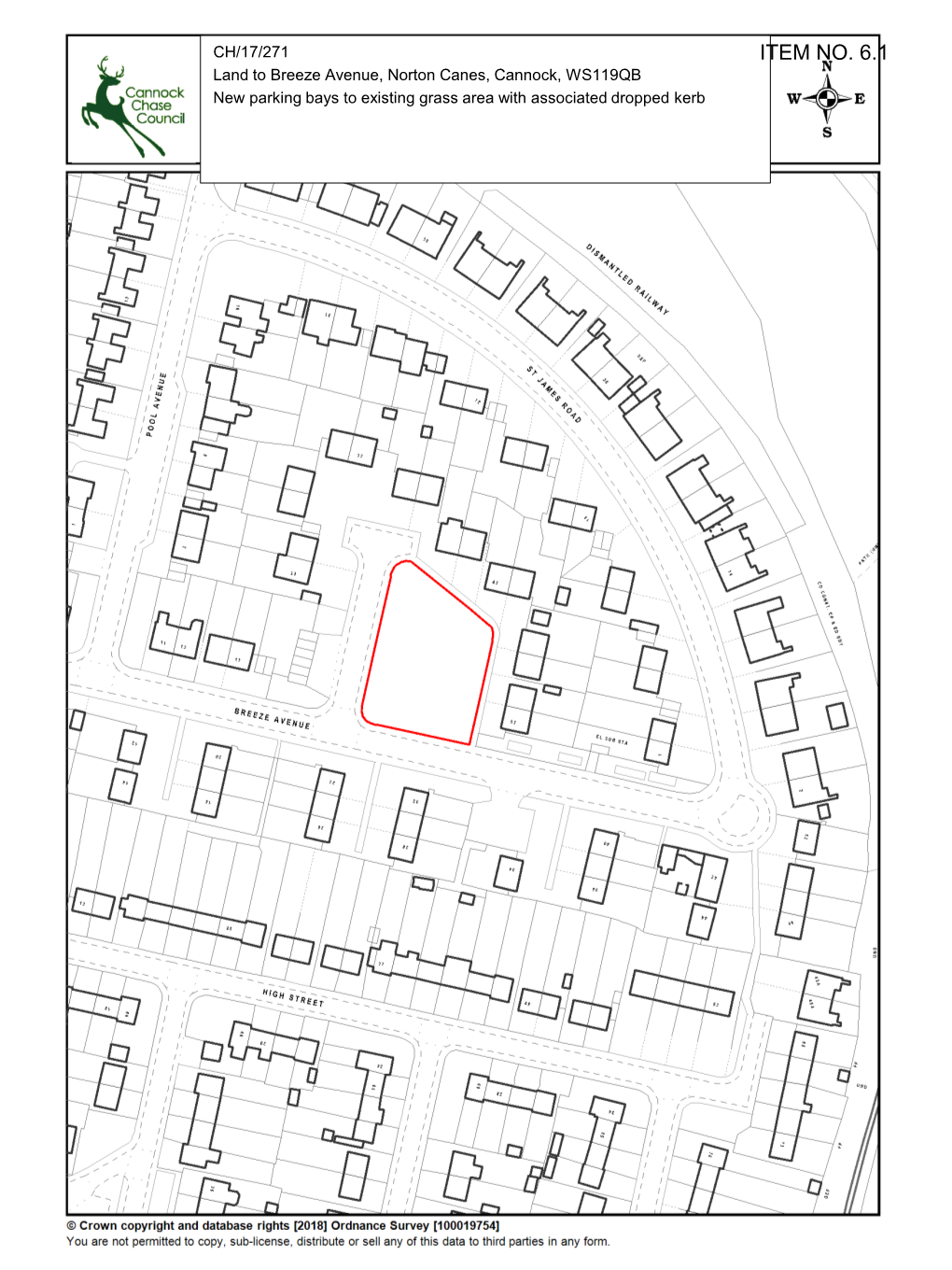 ITEM NO. 6.1 Land to Breeze Avenue, Norton Canes, Cannock, WS119QB New Parking Bays to Existing Grass Area with Associated Dropped Kerb