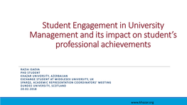 Student Engagement in University Management and Its Impact on Student’S Professional Achievements