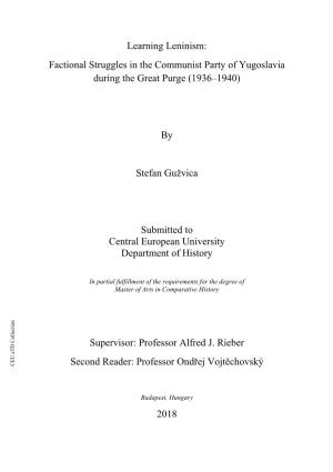 Factional Struggles in the Communist Party of Yugoslavia During the Great Purge (1936–1940)