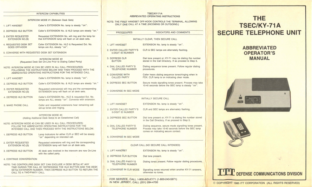 The Tsec/Ky-71A Secure Telephone Unit