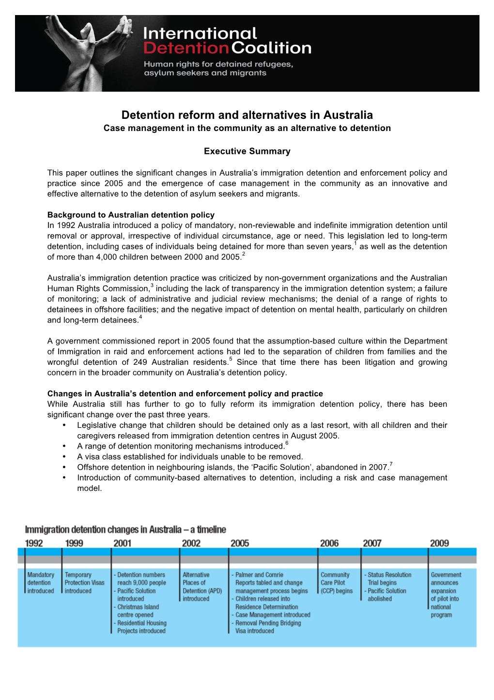 Detention Reform and Alternatives in Australia Case Management in the Community As an Alternative to Detention