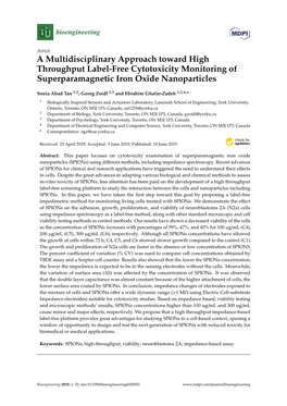 A Multidisciplinary Approach Toward High Throughput Label-Free Cytotoxicity Monitoring of Superparamagnetic Iron Oxide Nanoparticles