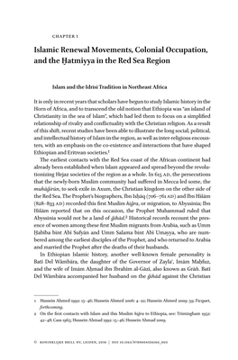 Islamic Renewal Movements, Colonial Occupation, and the Ḫatmiyya in the Red Sea Region