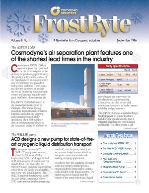 Cosmodyne's Air Separation Plant Features One of the Shortest Lead Times in the Industry