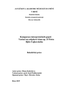 Komparace Interpretačních Pojetí Variací Na Rokokové Téma Op. 33 Petra Iljiče Čajkovského