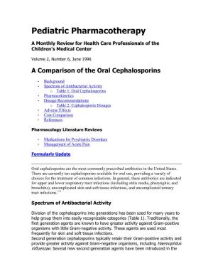 6 a Comparison of the Oral Cephalosporins