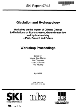 Glaciation and Hydrogeology Workshop Proceedings