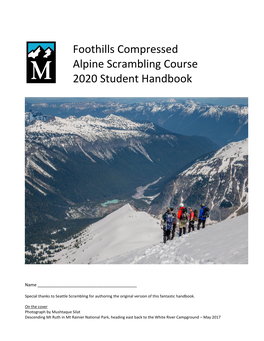 2020 Foothills Scramble Student Handbook