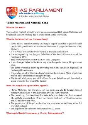 Vande Matram and National Song