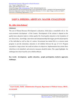 Sarva Shiksha Abhiyan: Major Challenges