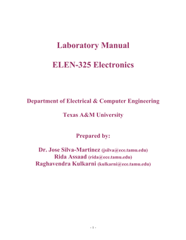 Laboratory Manual ELEN-325 Electronics