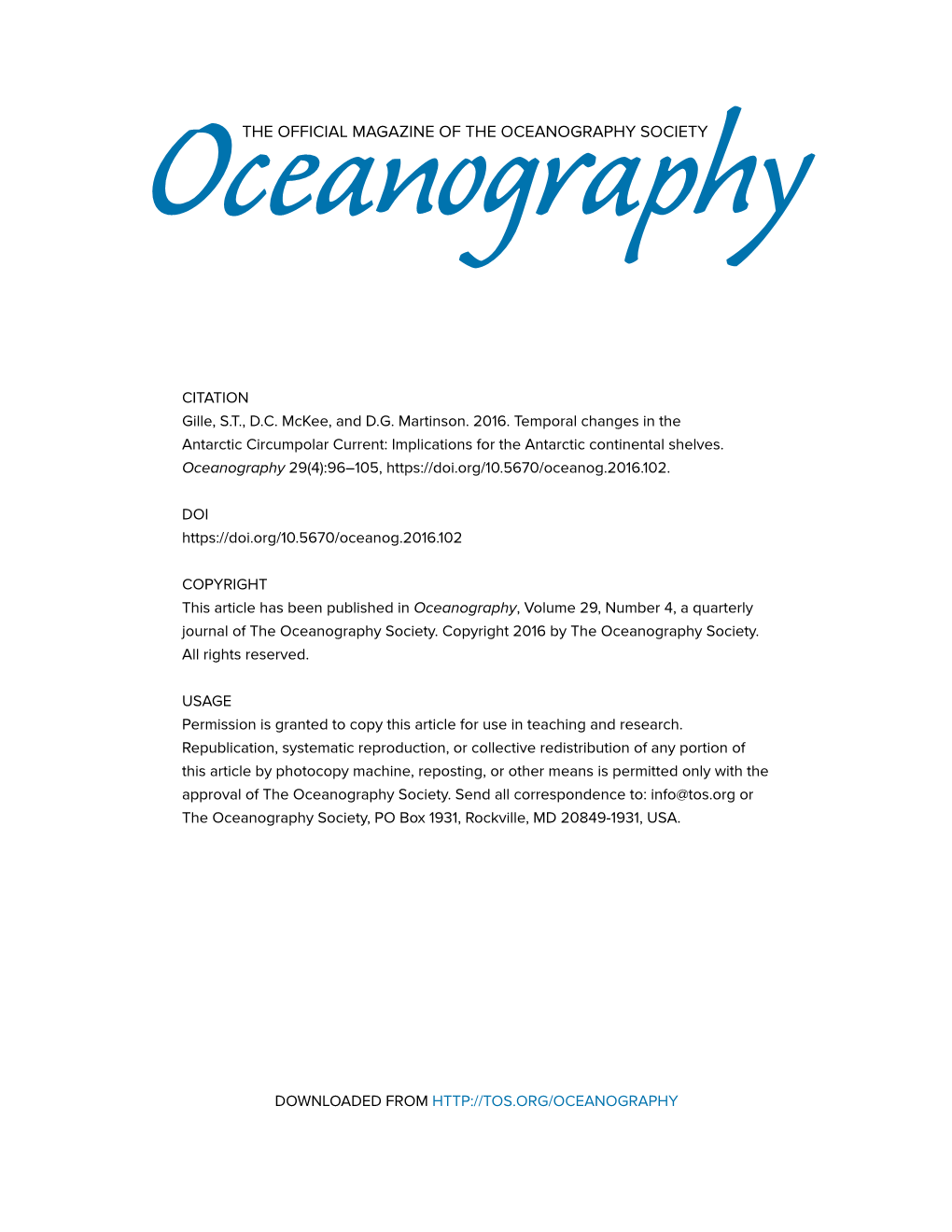 Antarctic Circumpolar Current: Implications for the Antarctic Continental Shelves