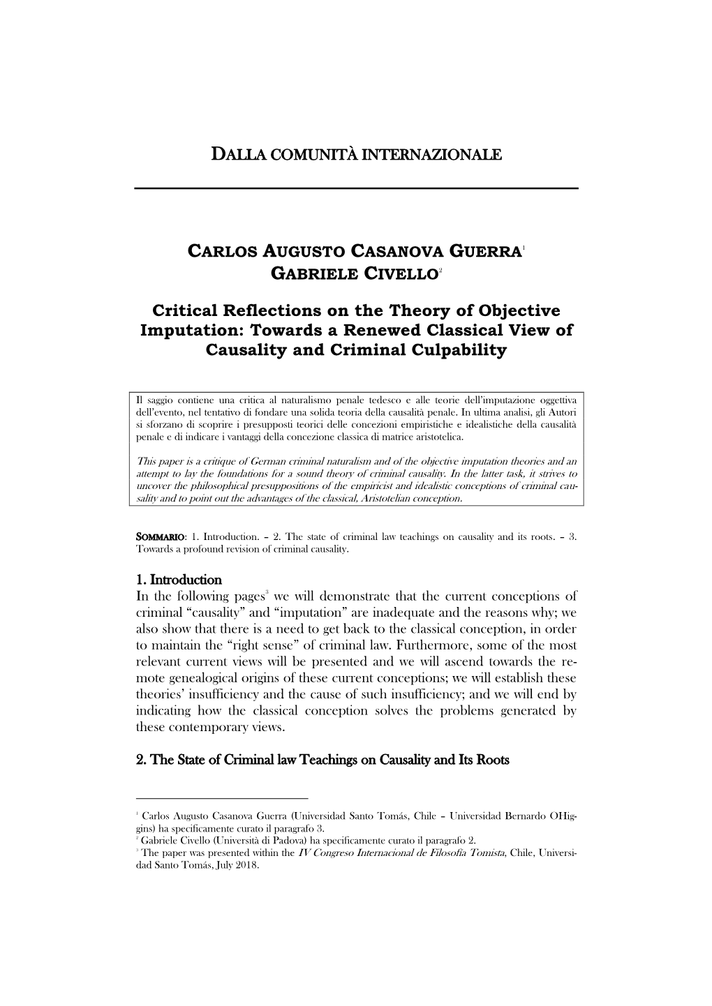 Critical Reflections on the Theory of Objective Imputation: Towards a Renewed Classical View of Causality and Criminal Culpability