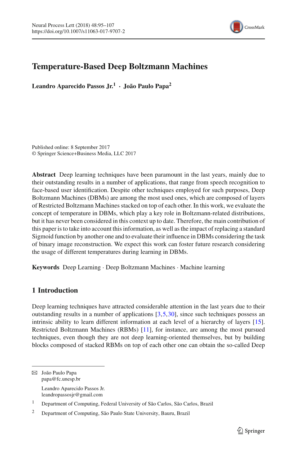 Temperature-Based Deep Boltzmann Machines