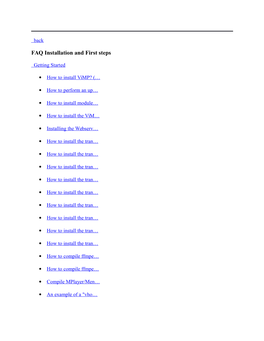 FAQ Installation and First Steps