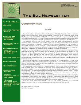 Sol Newsletter March10