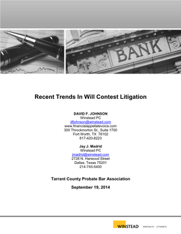 Recent Trends in Will Contest Litigation