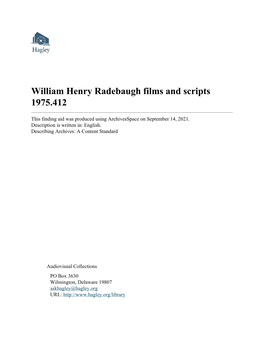 William Henry Radebaugh Films and Scripts 1975.412