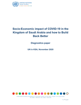 Socio-Economic Impact of COVID-19 in the Kingdom of Saudi Arabia and How to Build Back Better