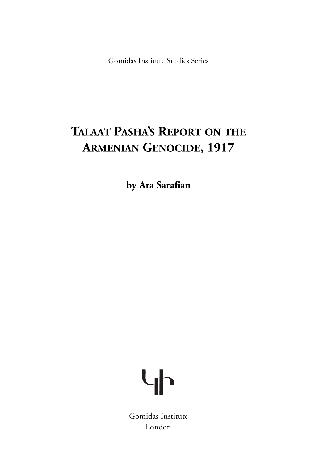 Talaat Pasha Report 1917