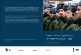 Russian Military Capability in a Ten-Year Perspective – 2011