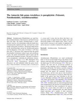 The Antarctic Fish Genus Artedidraco Is Paraphyletic (Teleostei