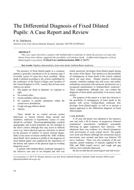 The Differential Diagnosis of Fixed Dilated Pupils: a Case Report and Review