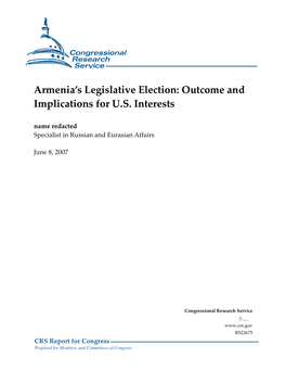 Armenia's Legislative Election