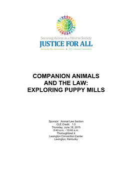 Companion Animals and the Law: Exploring Puppy Mills
