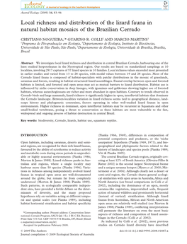 Local Richness and Distribution of the Lizard Fauna in Natural Habitat Mosaics of the Brazilian Cerrado